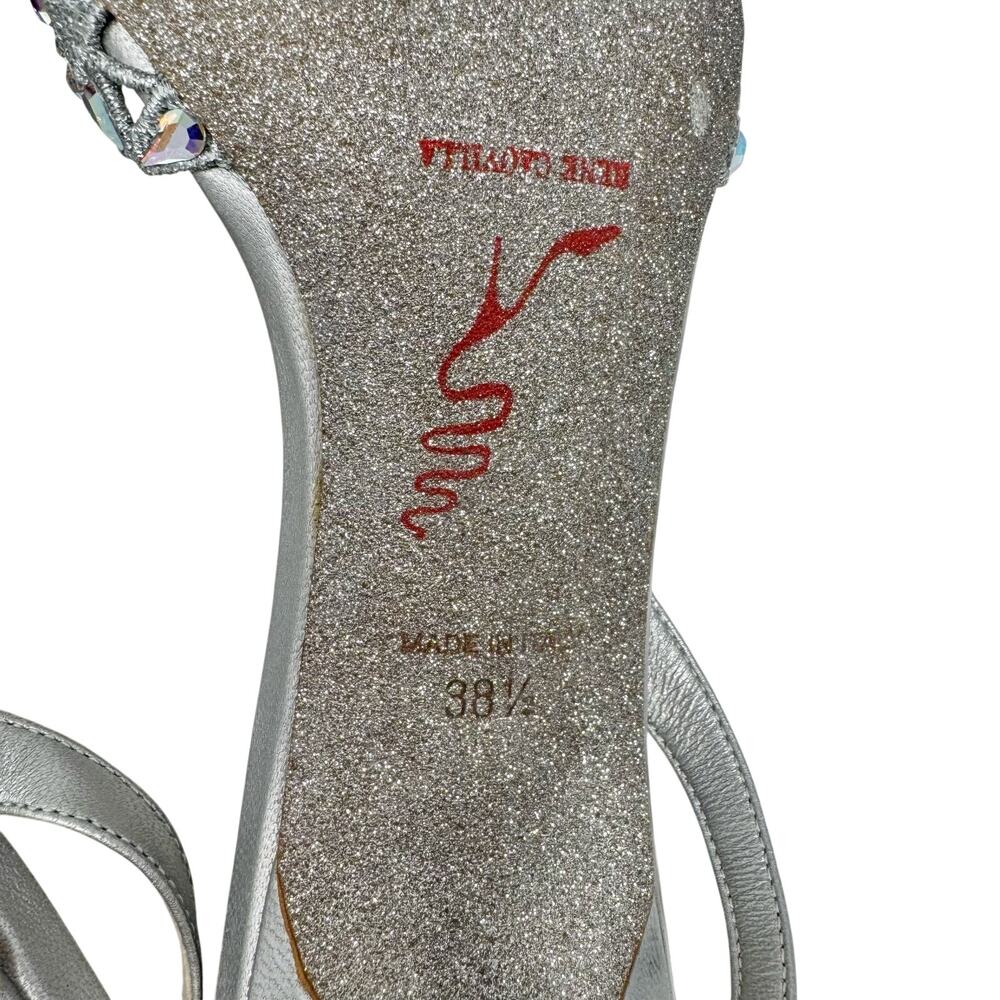 Rene Caovilla Crystal Embellished Slingback Pump Mule Heel Silver Grey 38.5 - Picture 11 of 12